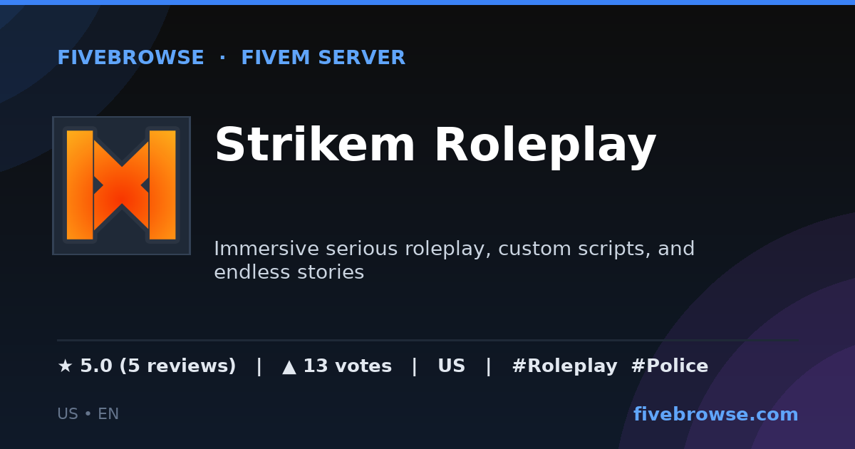 Strap Rp Fivem Strikem Roleplay - ★ 5.0 · FiveM Server in United States | FiveBrowse
