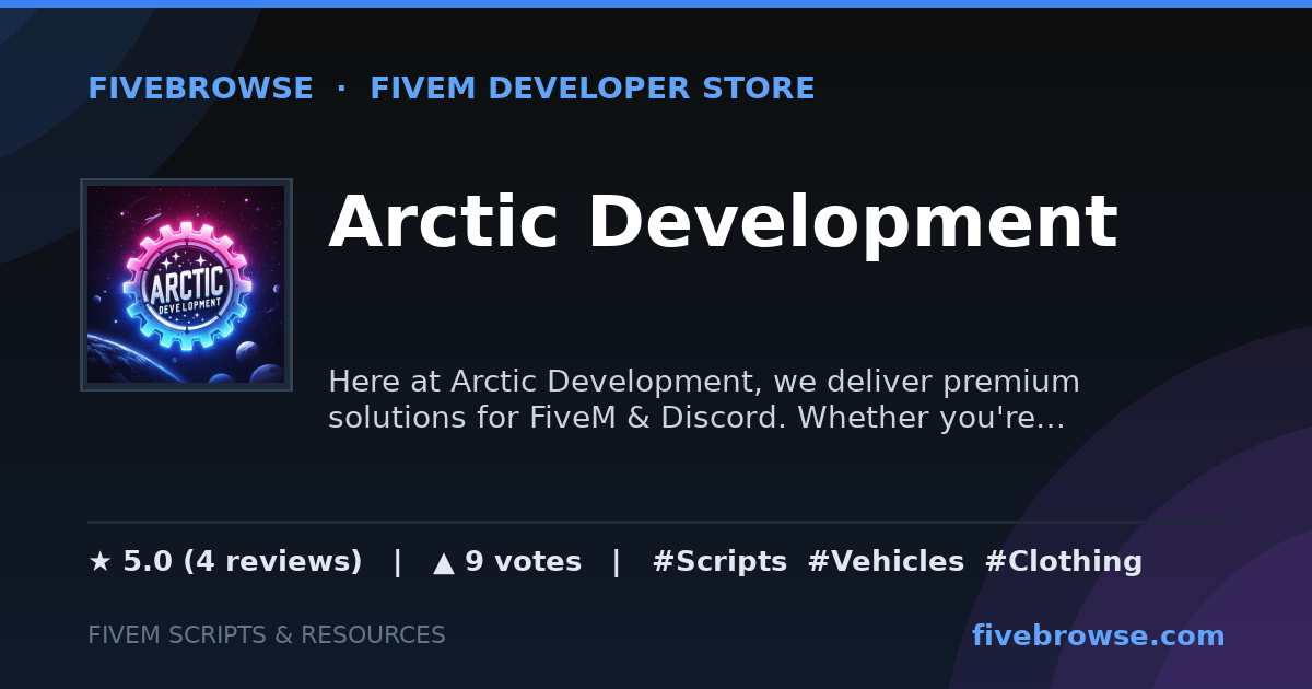Arctic Development - ★ 5.0 · FiveM Scripts & Mods Store | FiveBrowse