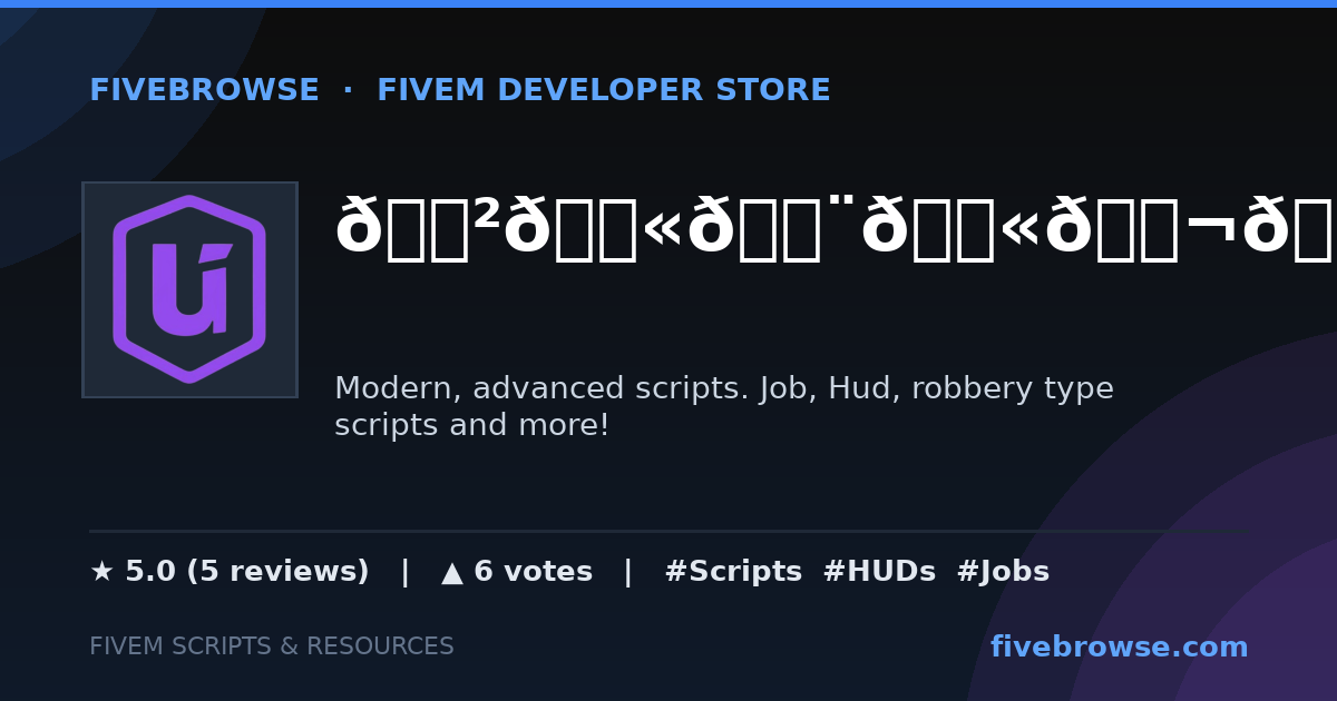𝔲𝔫𝔨𝔫𝔬𝔴𝔫 Development - ★ 5.0 · FiveM Scripts & Mods Store | FiveBrowse